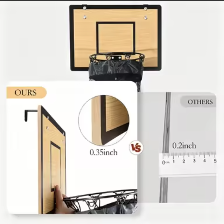 Slam Hamper thickness comparison - ours 0.35 inch versus others 0.2 inch